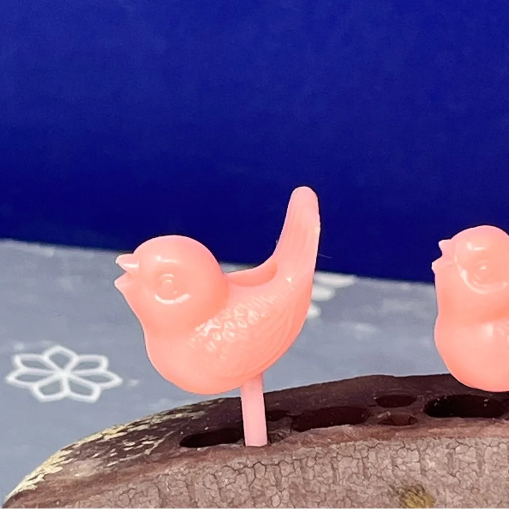 Pastel Pink Bird Cake Toppers Decorations Vintage